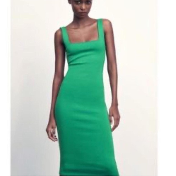 Zara Vibrant Green Midi Dress - Picture 1 of 4